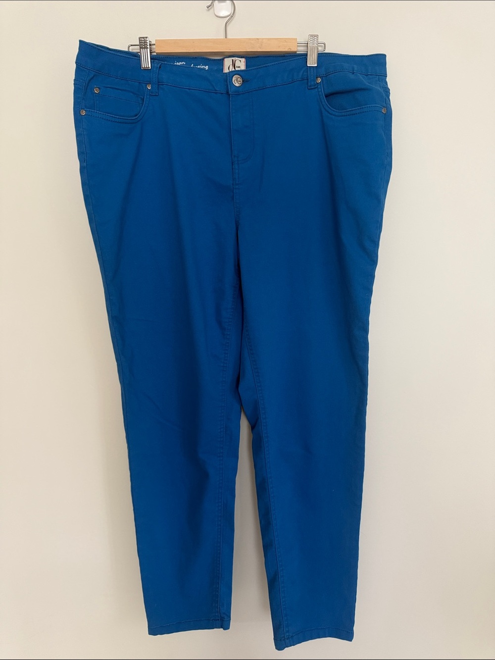 d/C Jeans Women Cobalt Blue Stretch High Rise Straight Leg Jean Leggings Size 24